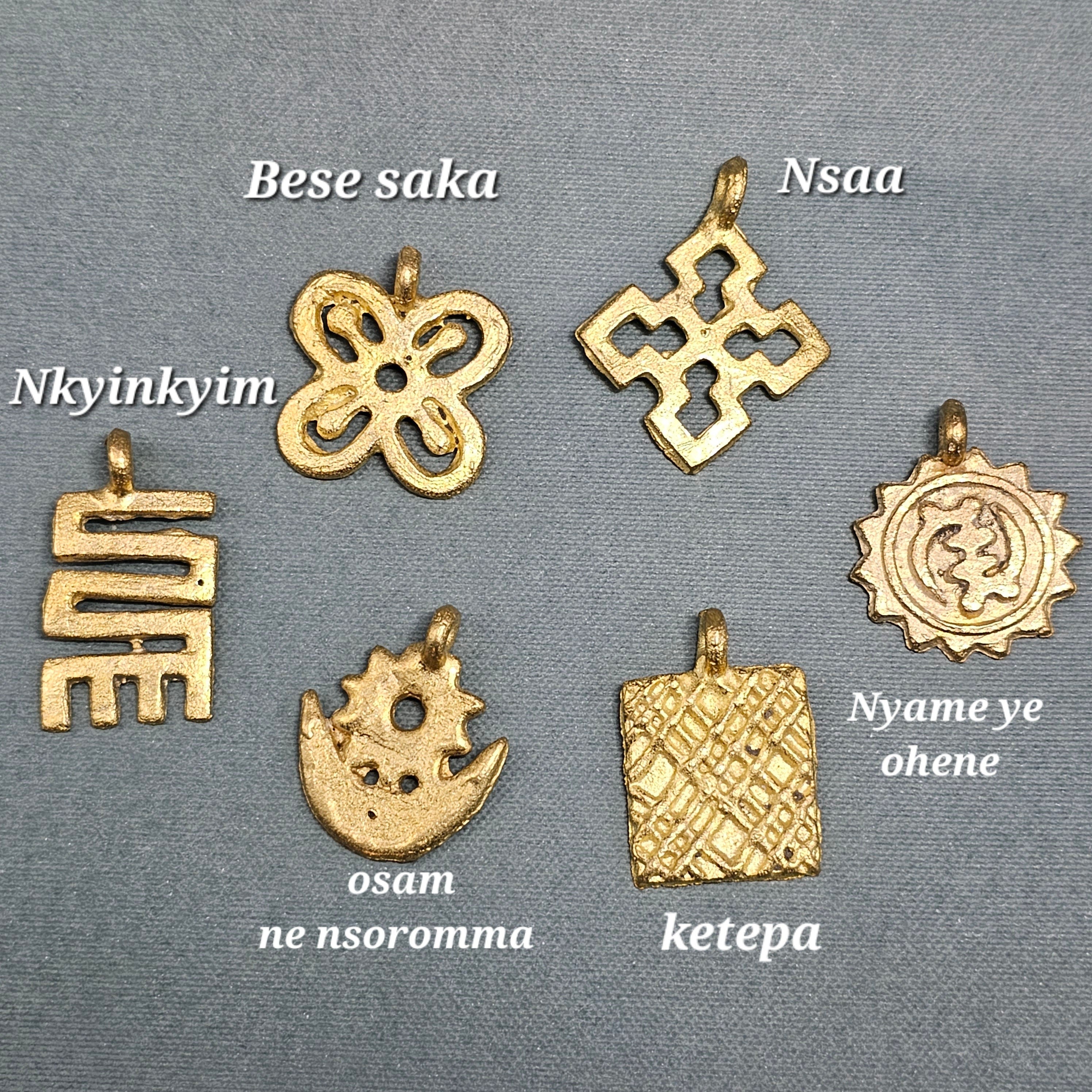 Adinkra Medium Charm Beads, Lost Wax Pendant, African Brass Beads