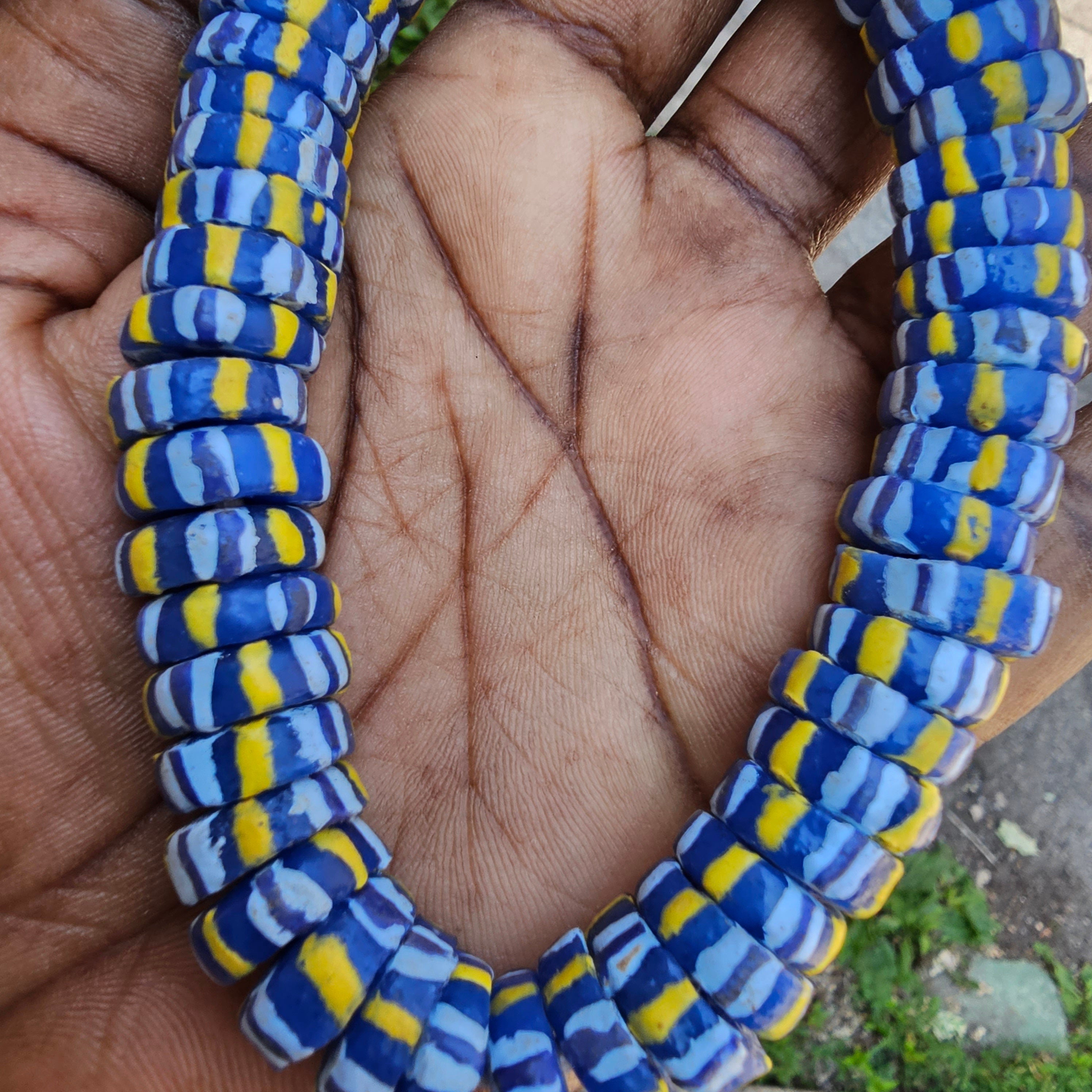 Chevron Style Krobo Powder Glass Beads, Jewelry Making Beads