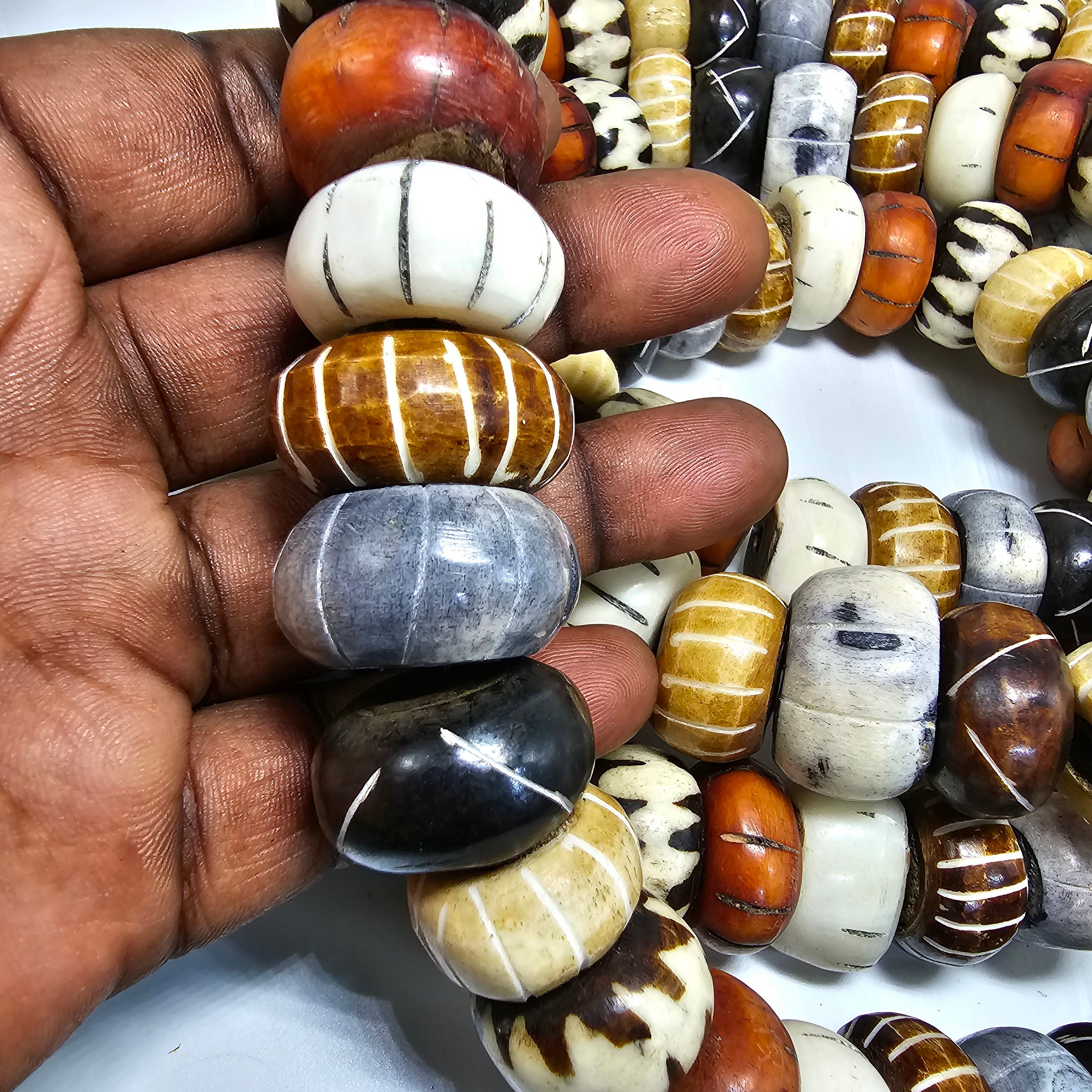 Mix Bone Beads, Handmade African Kenyan