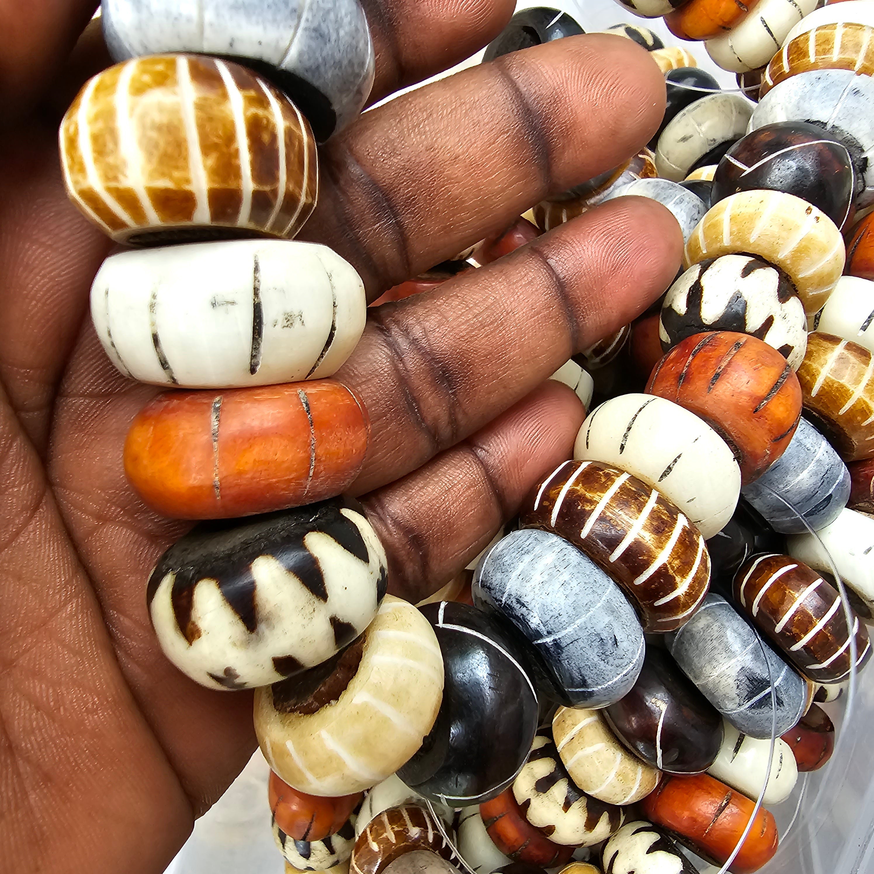 Mix Bone Beads, Handmade African Kenyan