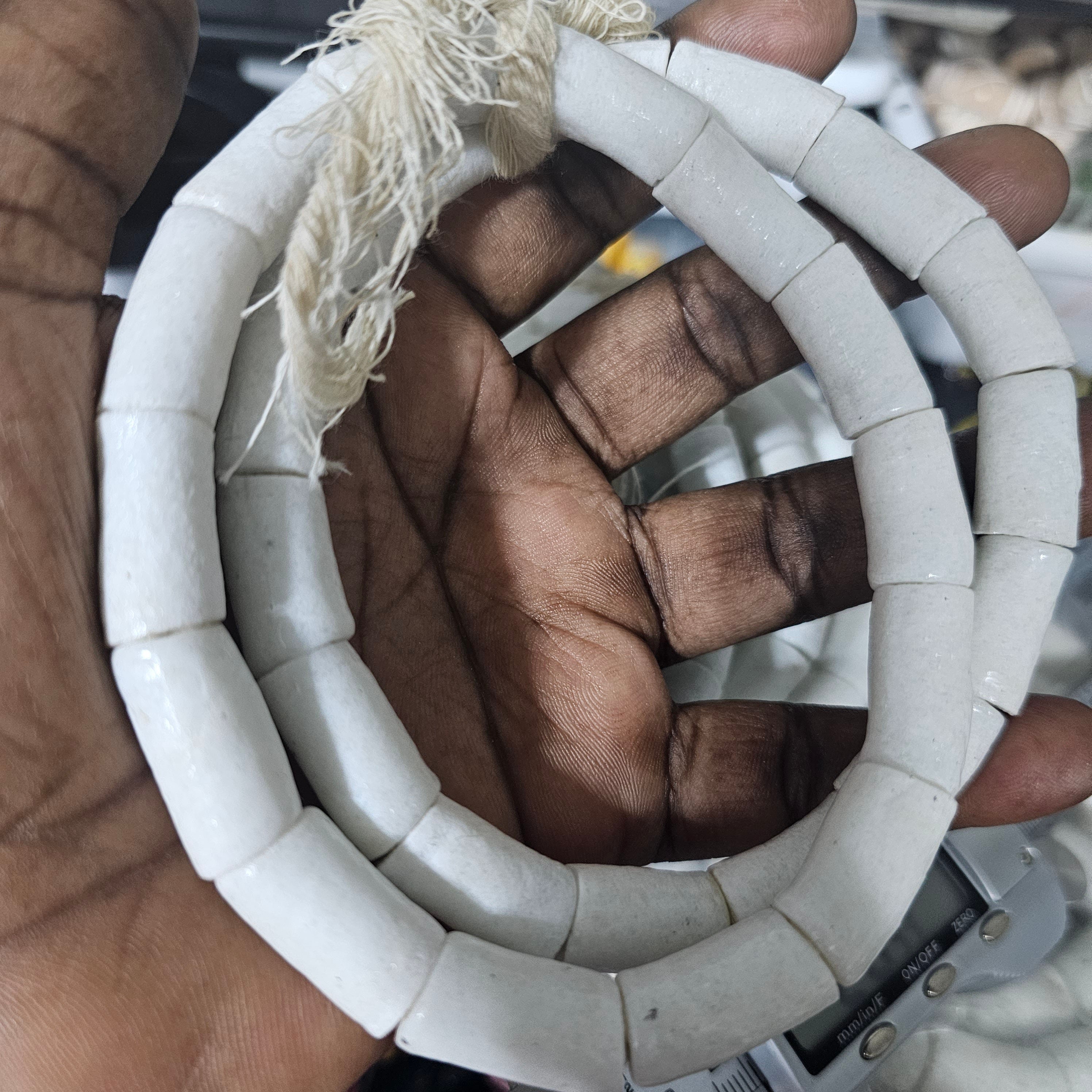 14 White African Powdered Glass Beads