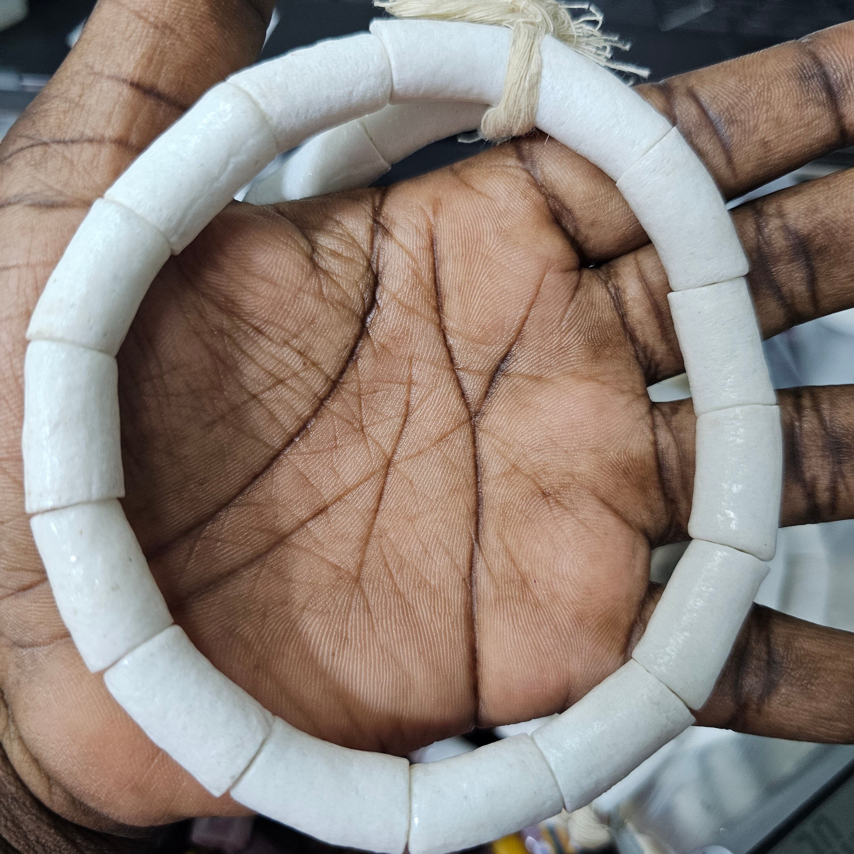 14 White African Powdered Glass Beads