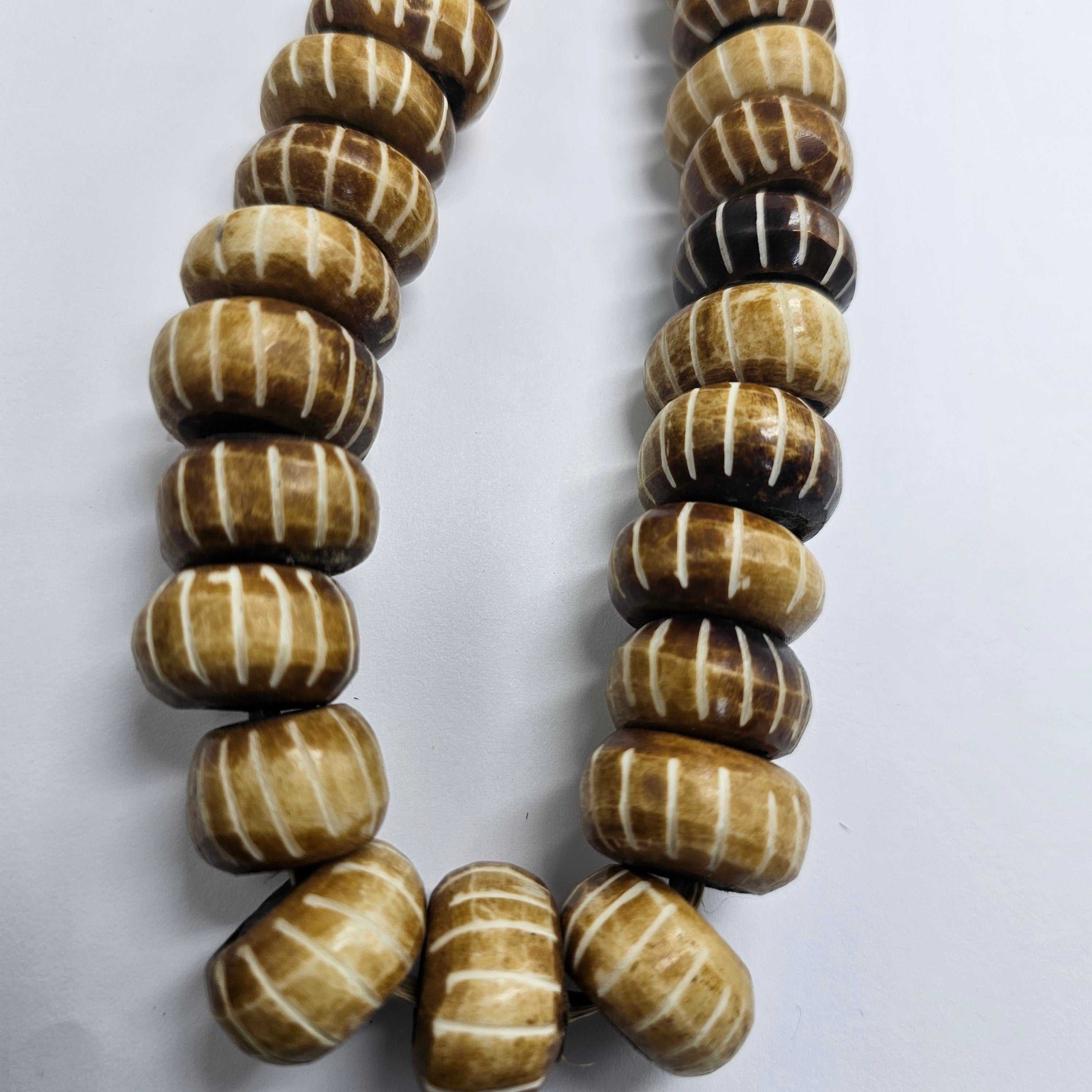 Brown Batik Bone Beads, African Beads