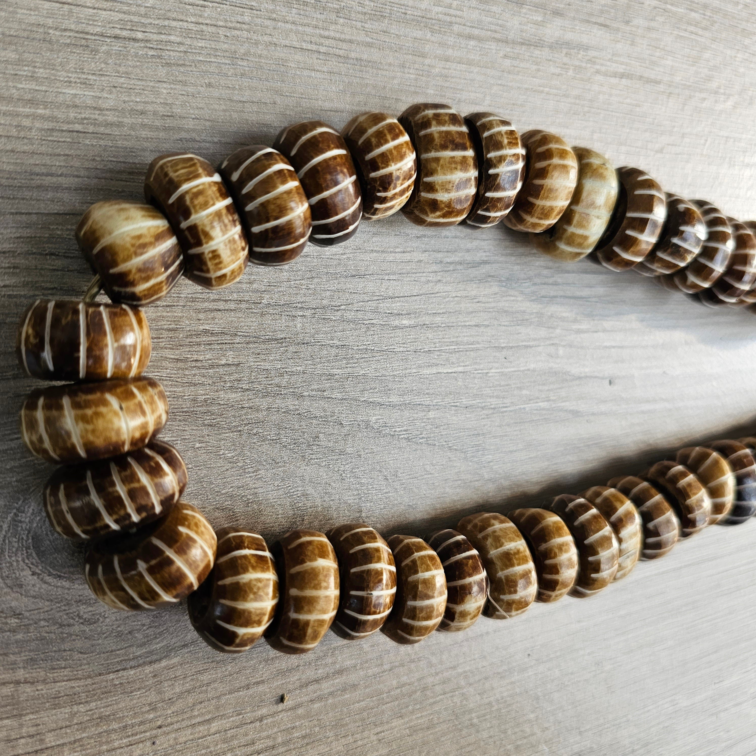 Brown Batik Bone Beads, African Beads