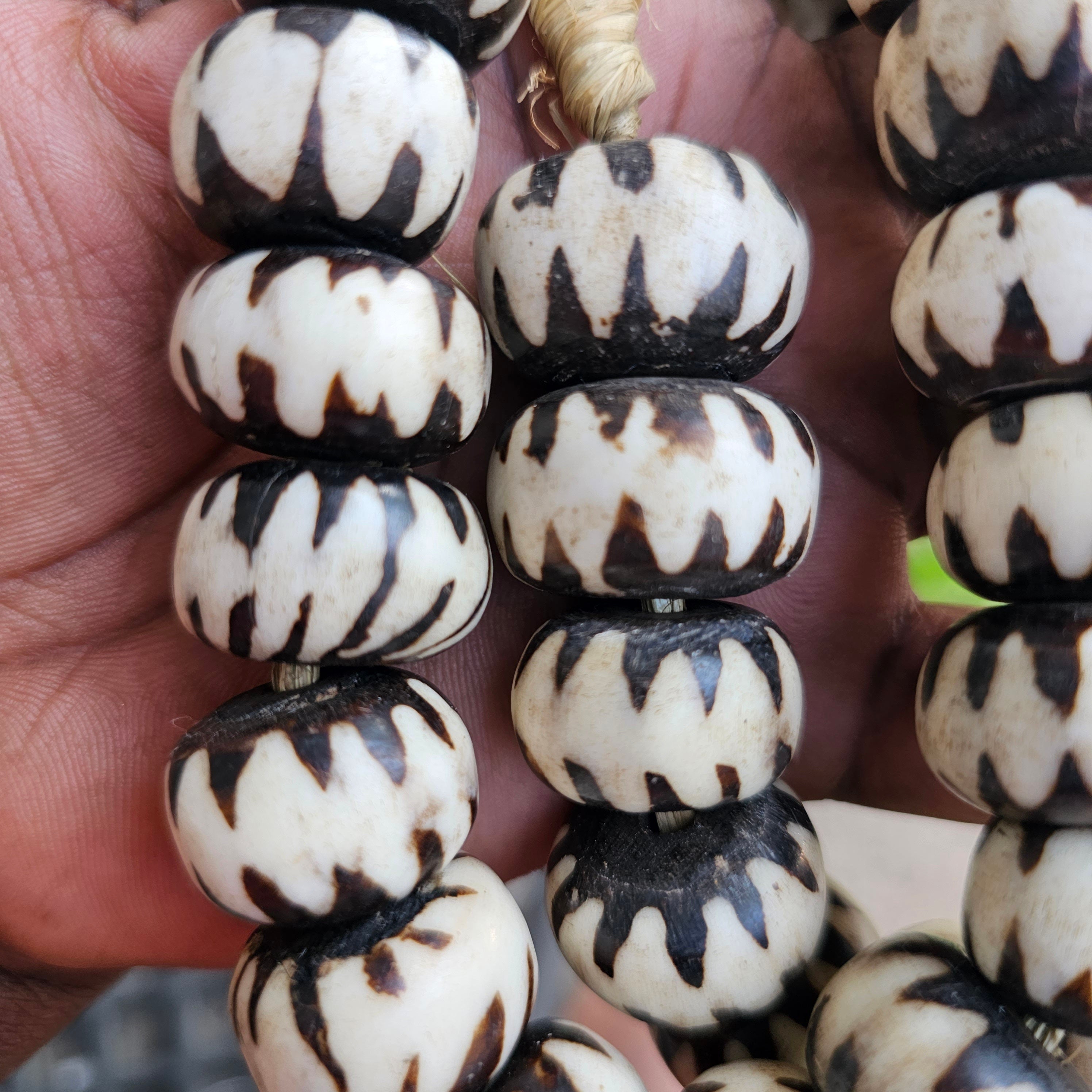 Natural Batik Bone Beads, African Beads