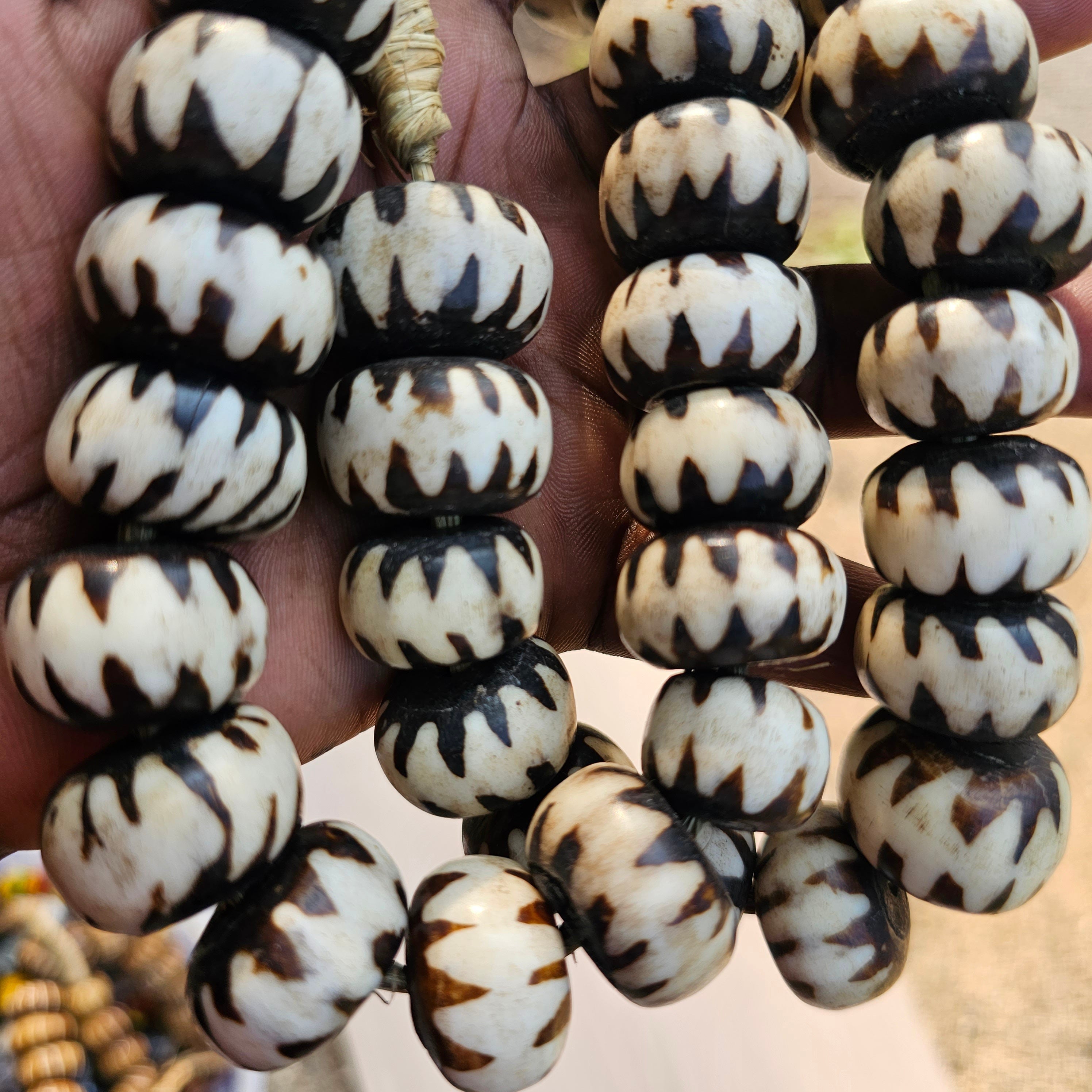 Natural Batik Bone Beads, African Beads