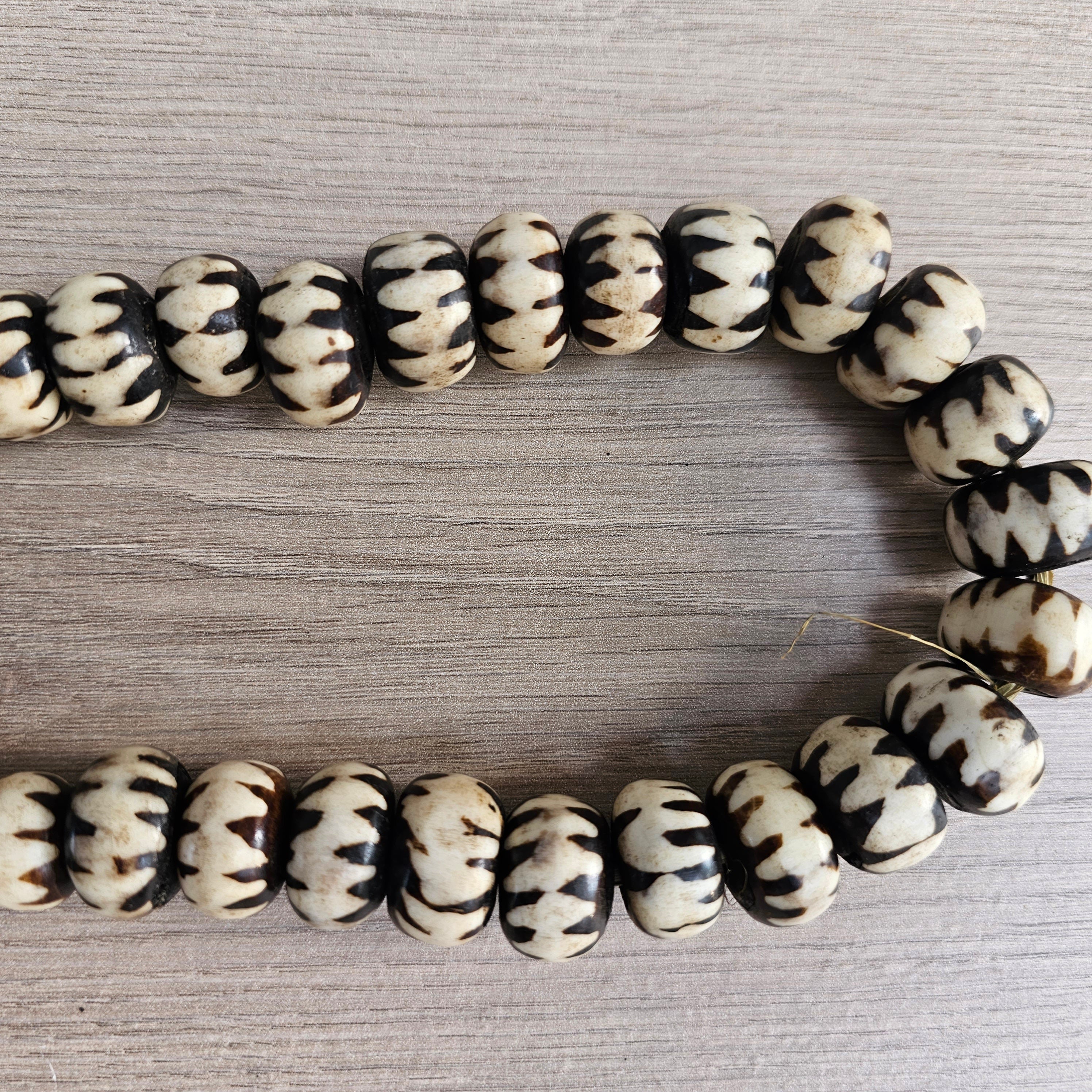 Natural Batik Bone Beads, African Beads