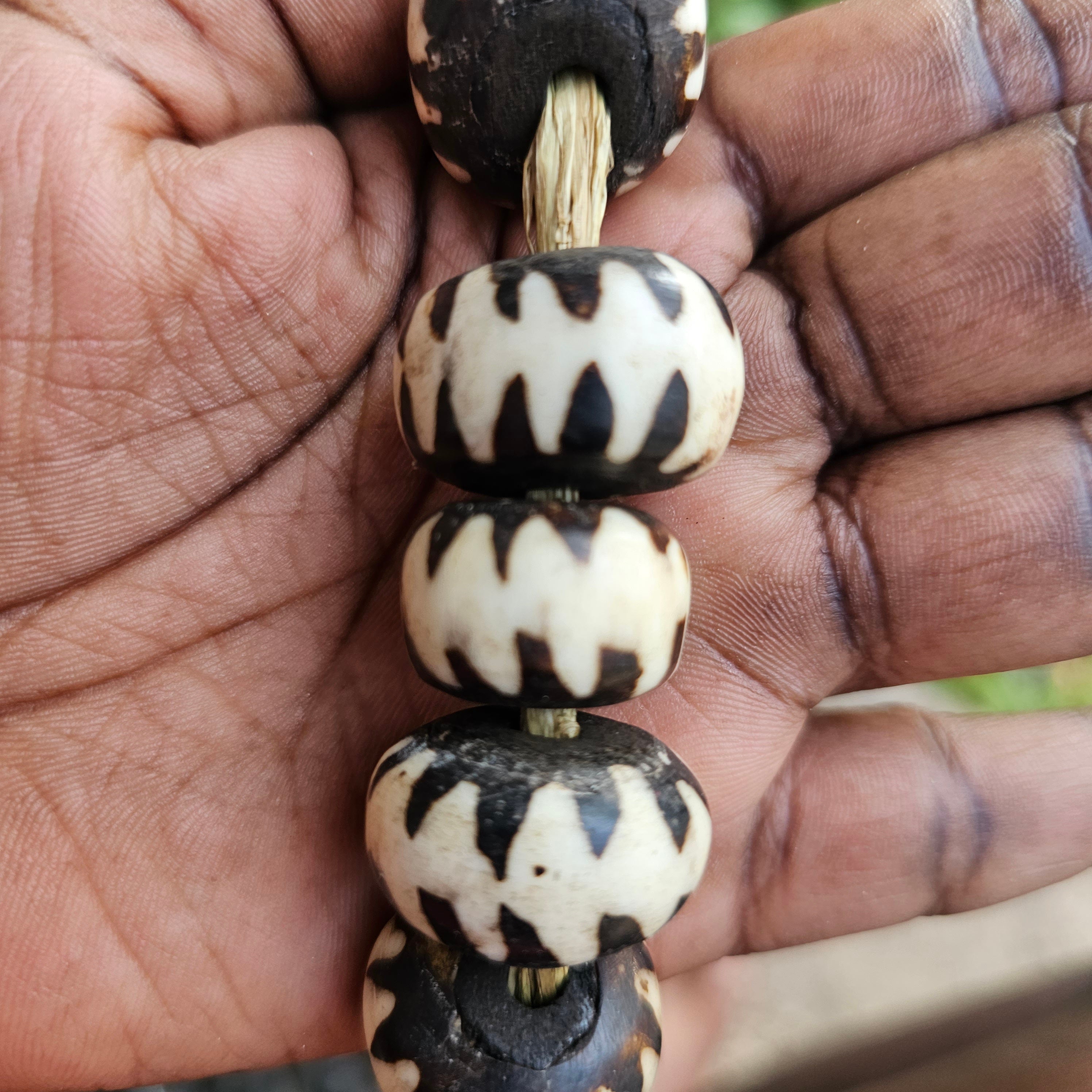 Natural Batik Bone Beads, African Beads