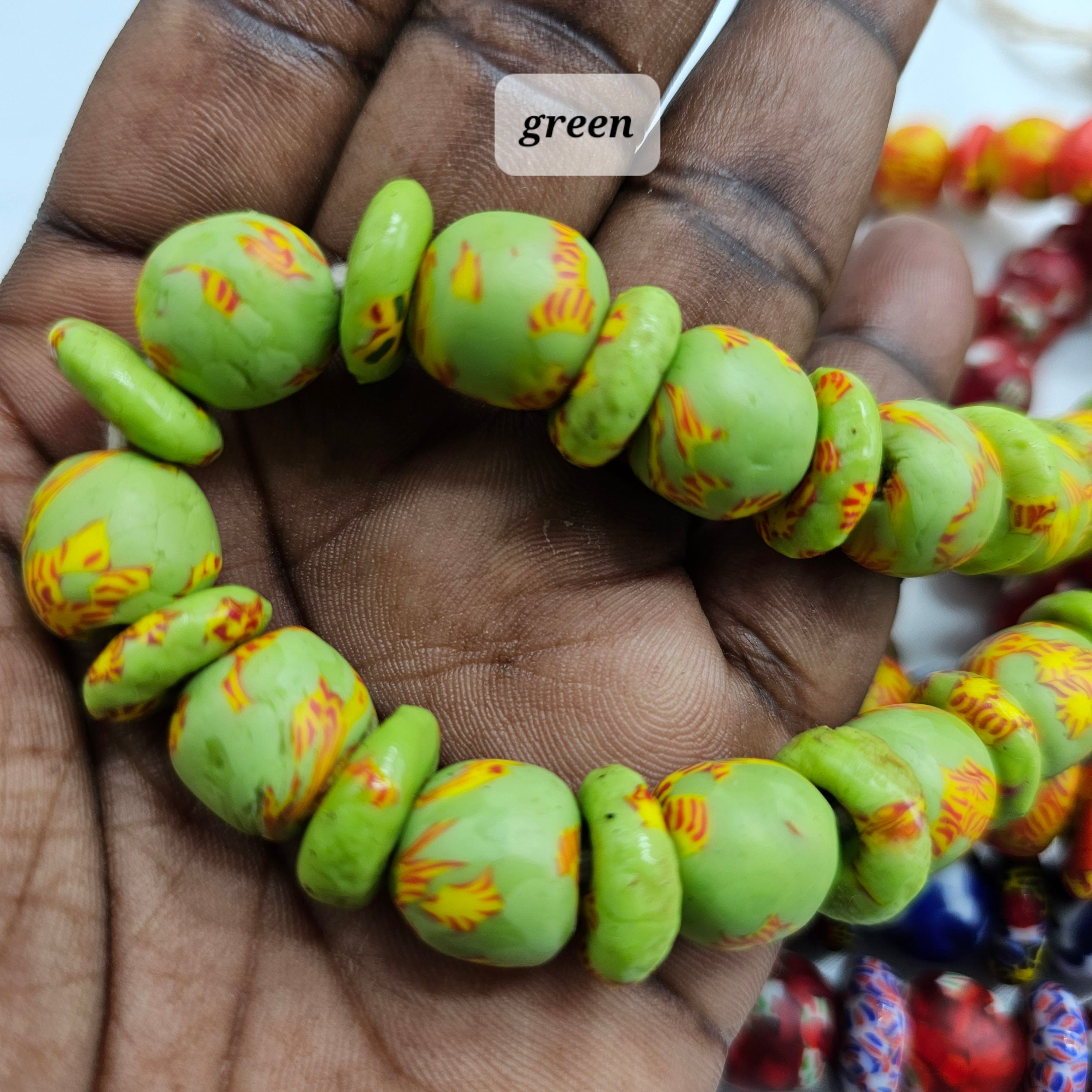 Marble Fuse Beads, Saucer African Beads, Jewelry Making