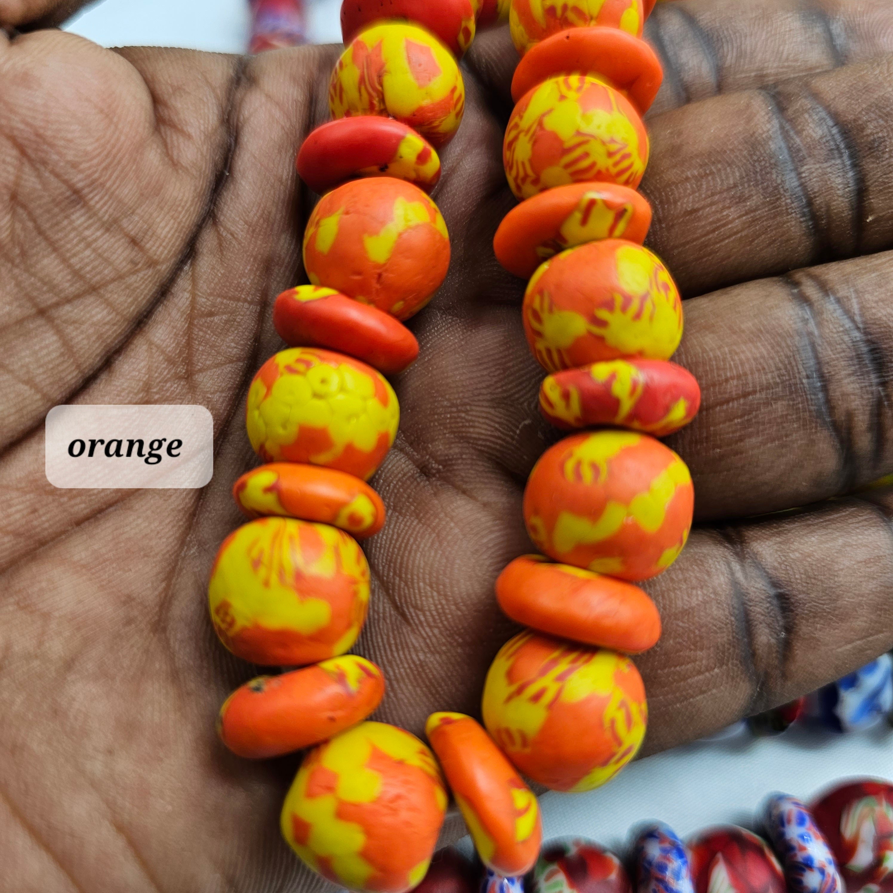 Marble Fuse Beads, Saucer African Beads, Jewelry Making