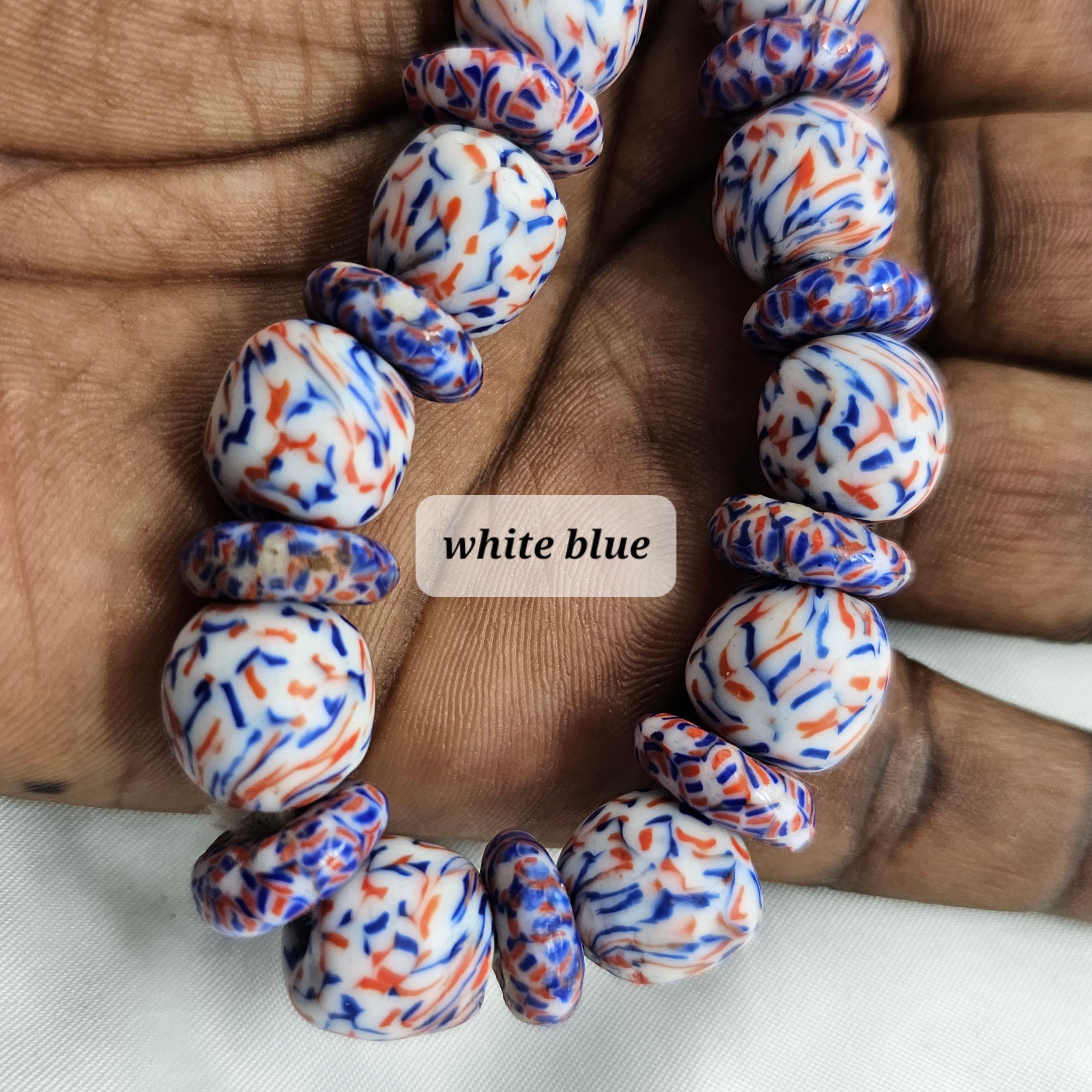 Marble Fuse Beads, Saucer African Beads, Jewelry Making