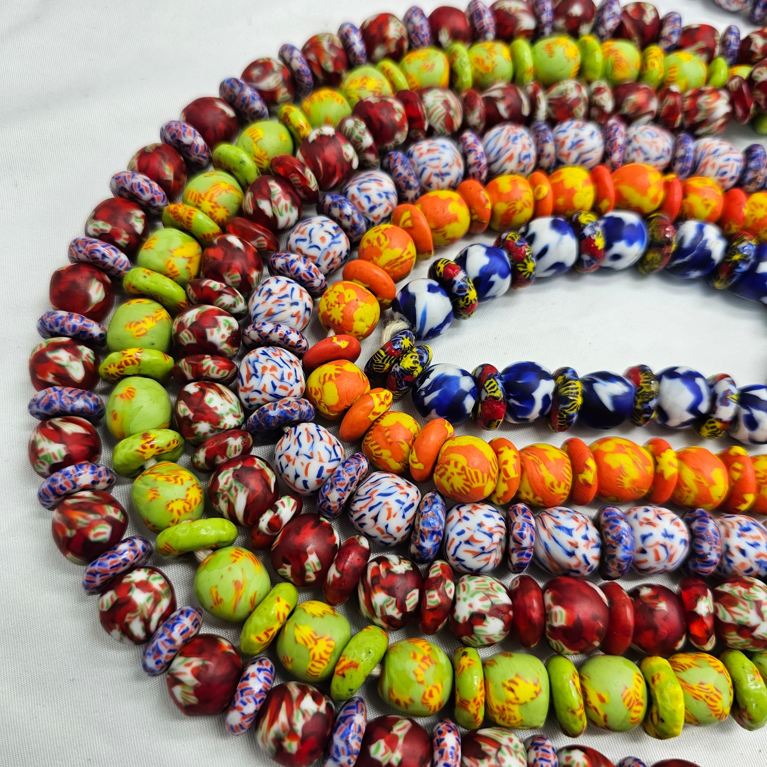 Marble Fuse Beads, Saucer African Beads, Jewelry Making