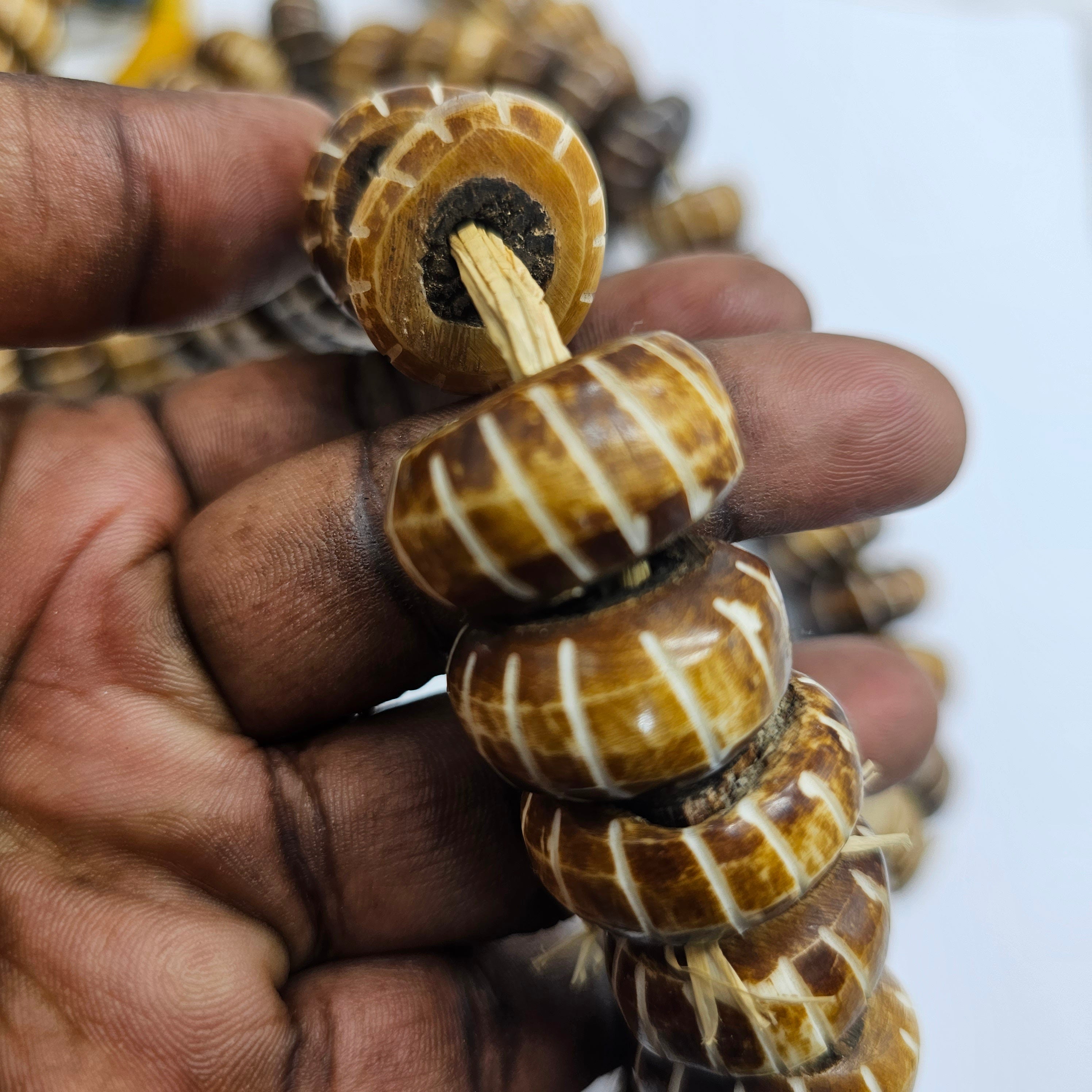 Brown Batik Bone Beads, African Beads