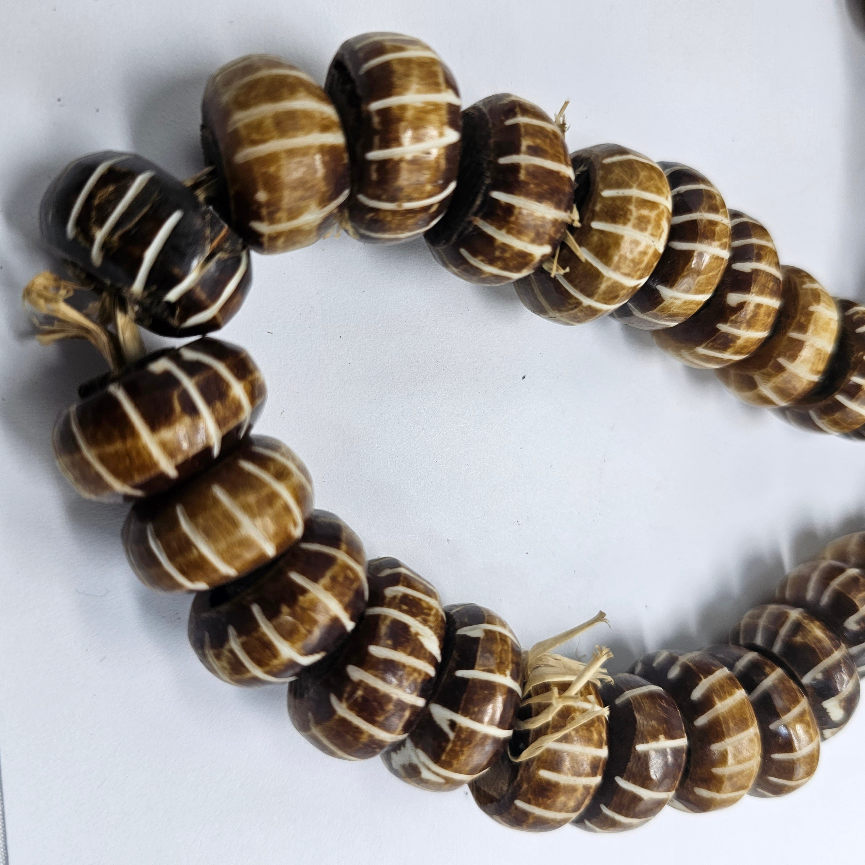 Brown Batik Bone Beads, African Beads