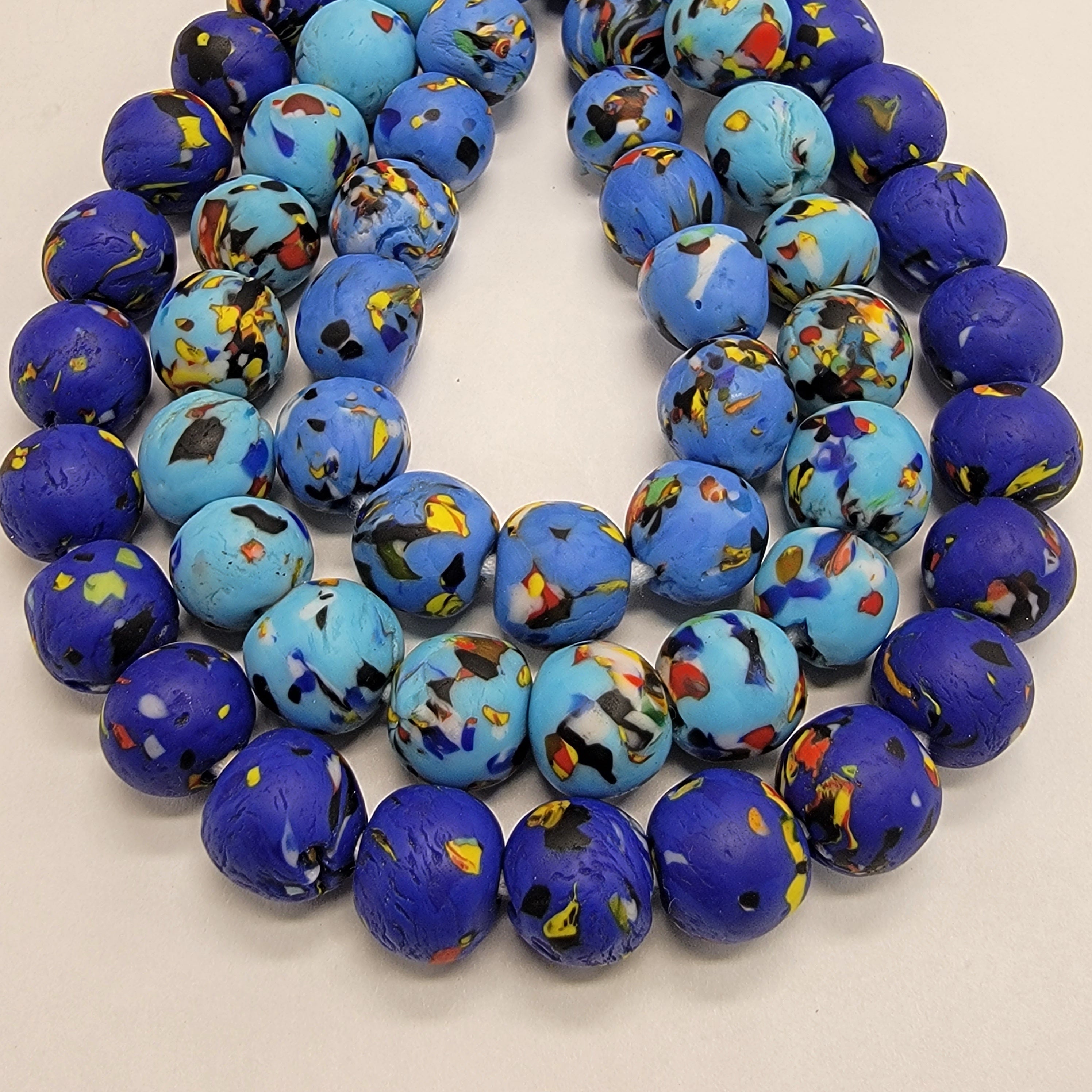 40 Colorful African Round Beads