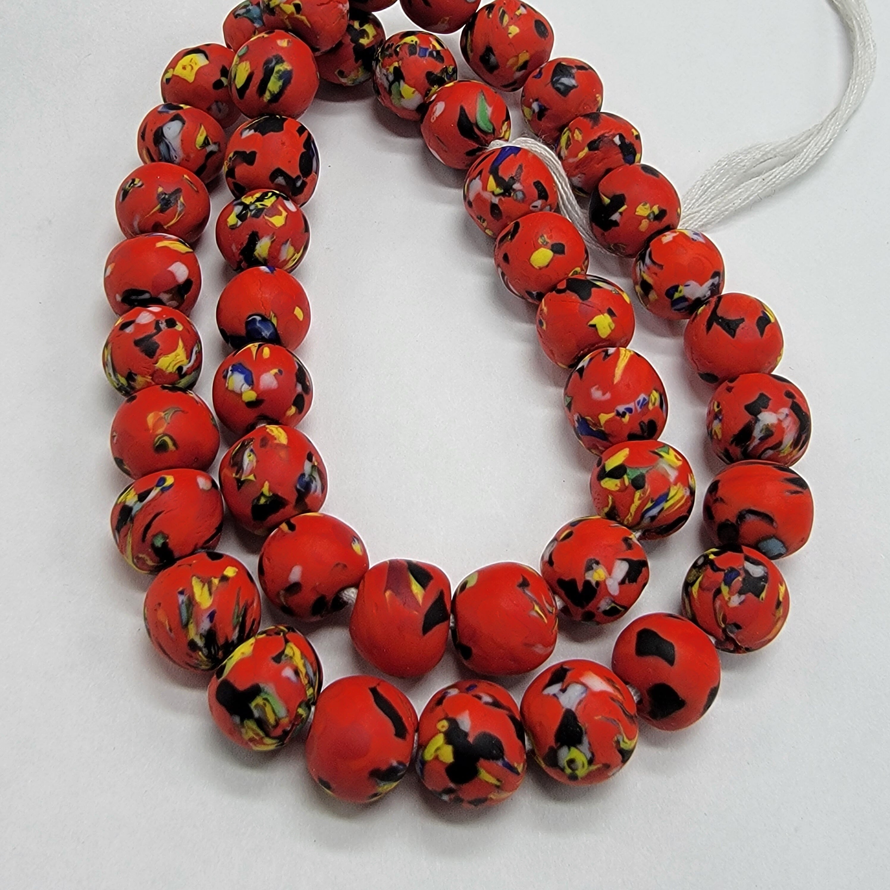 40 Colorful African Round Beads