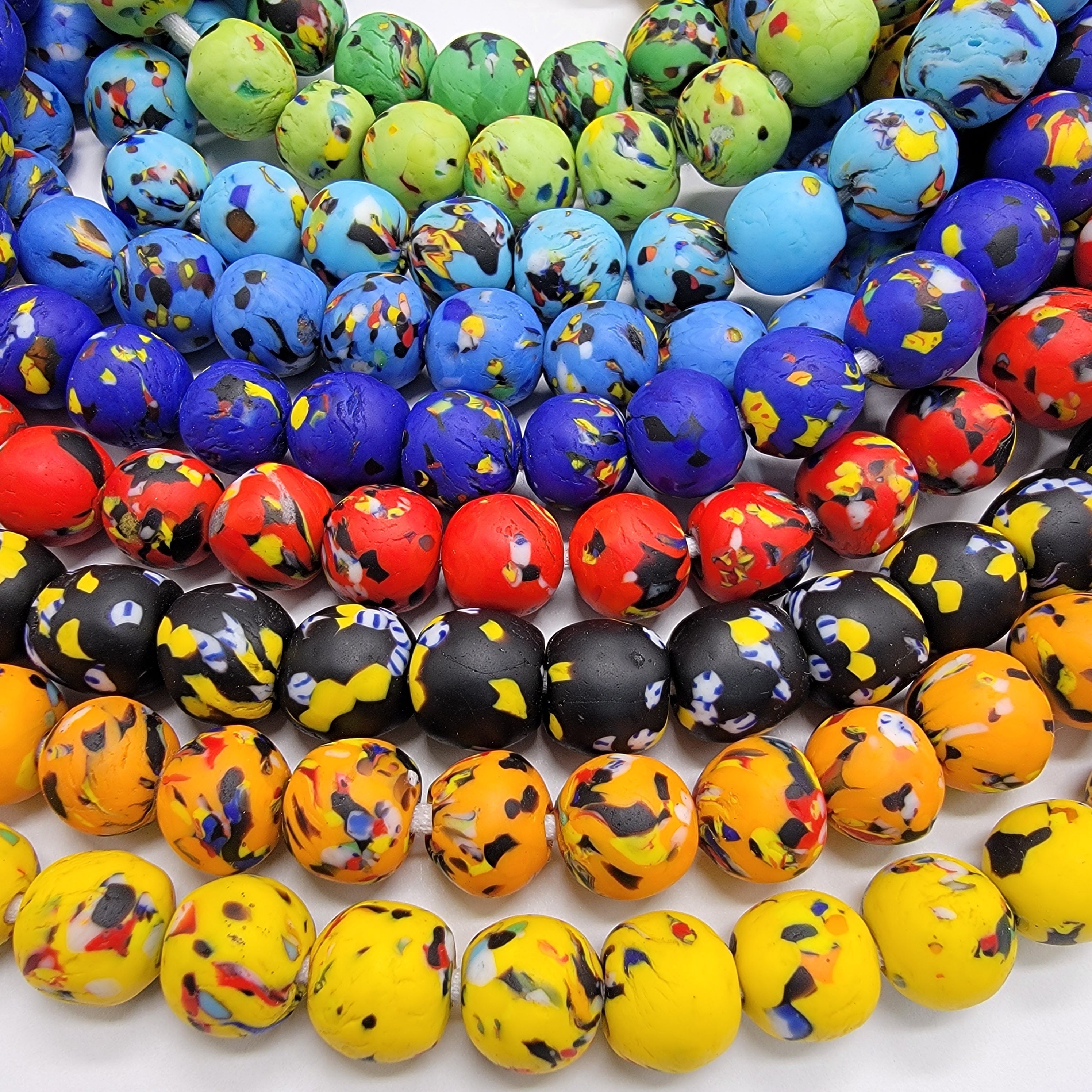 40 Colorful African Round Beads