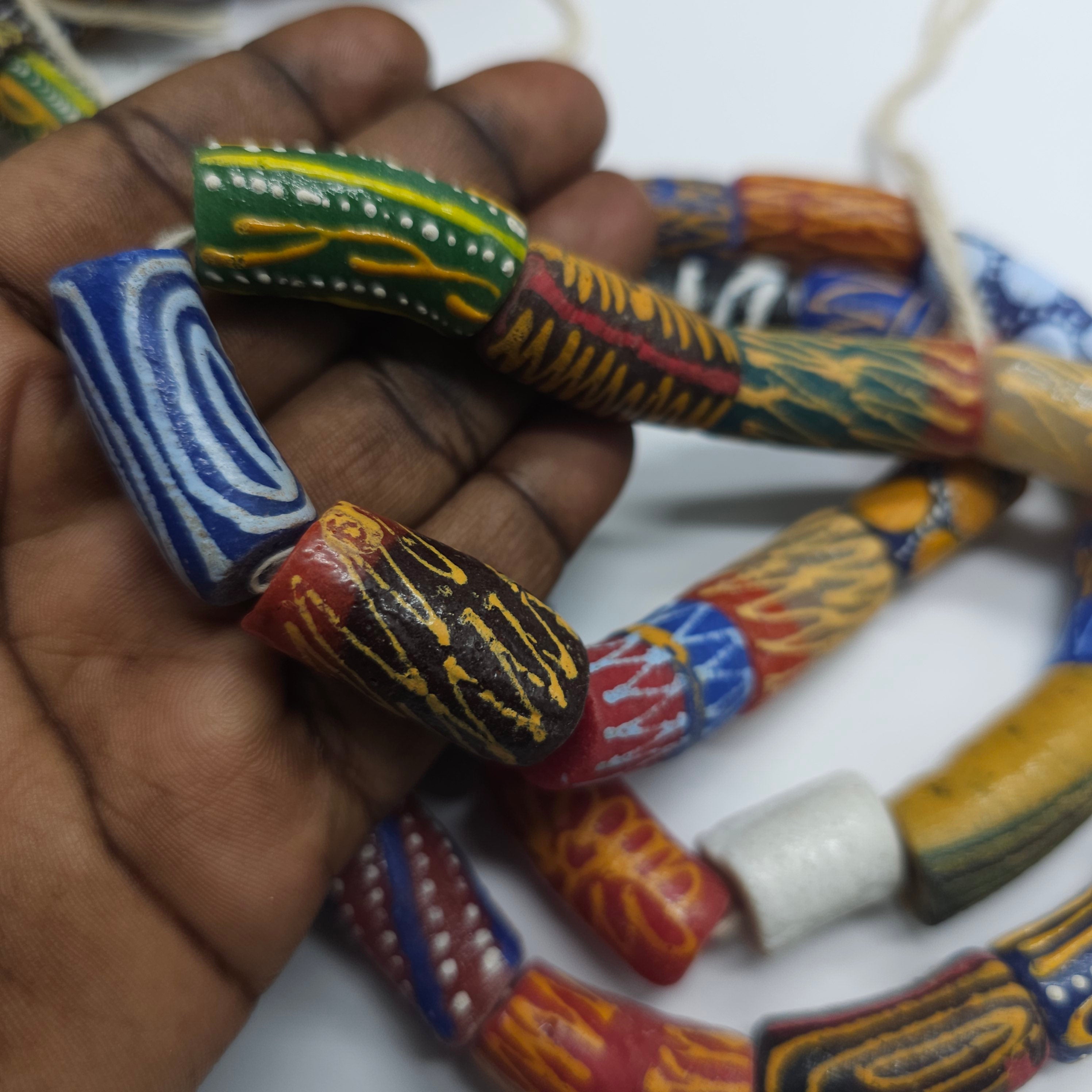 30 Medium Long African Beads