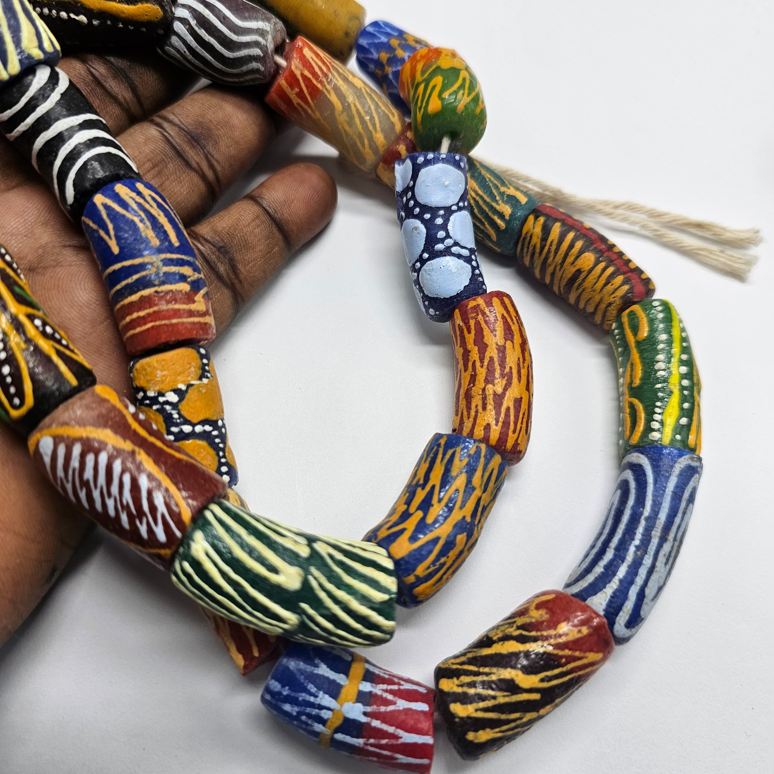 30 Medium Long African Beads