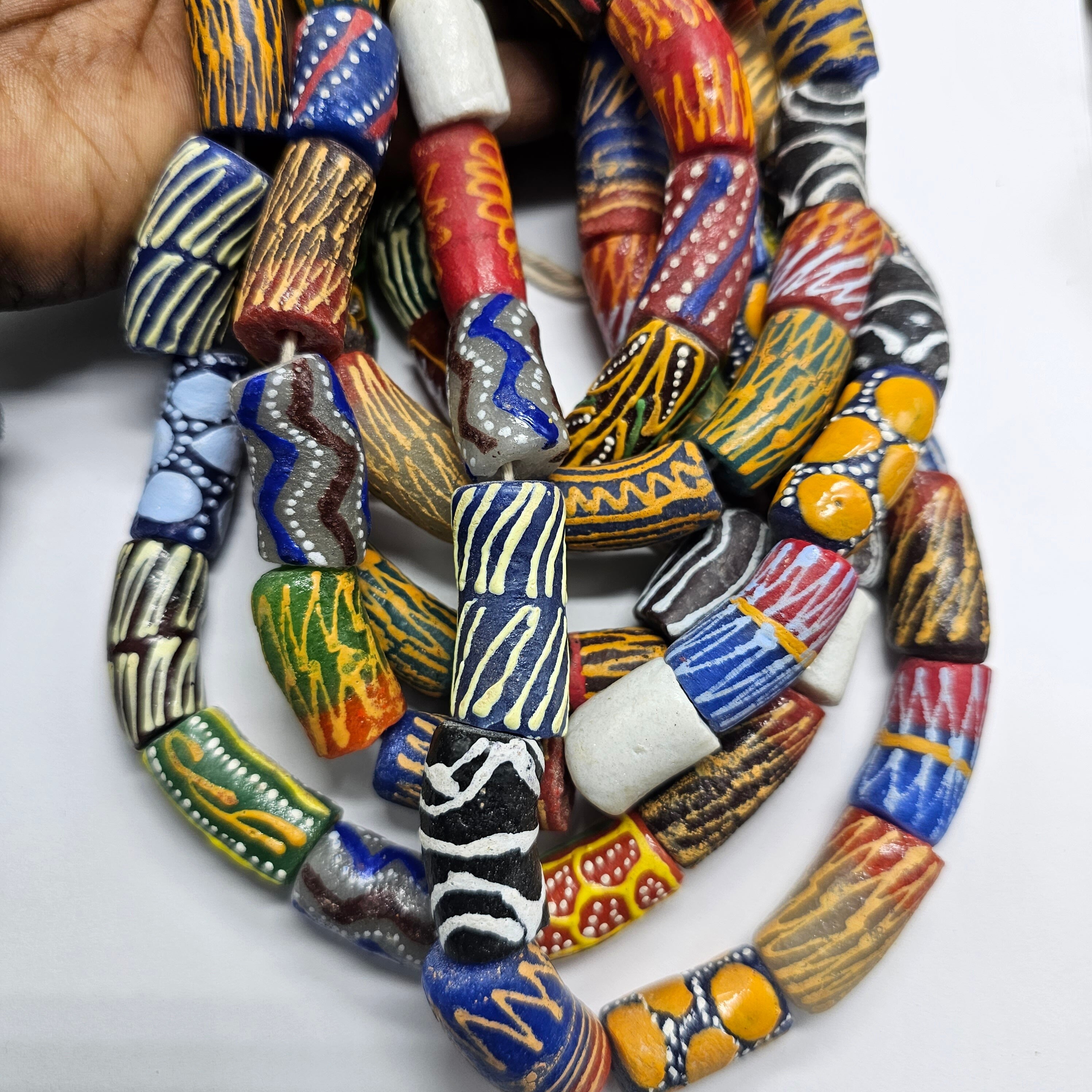 30 Medium Long African Beads